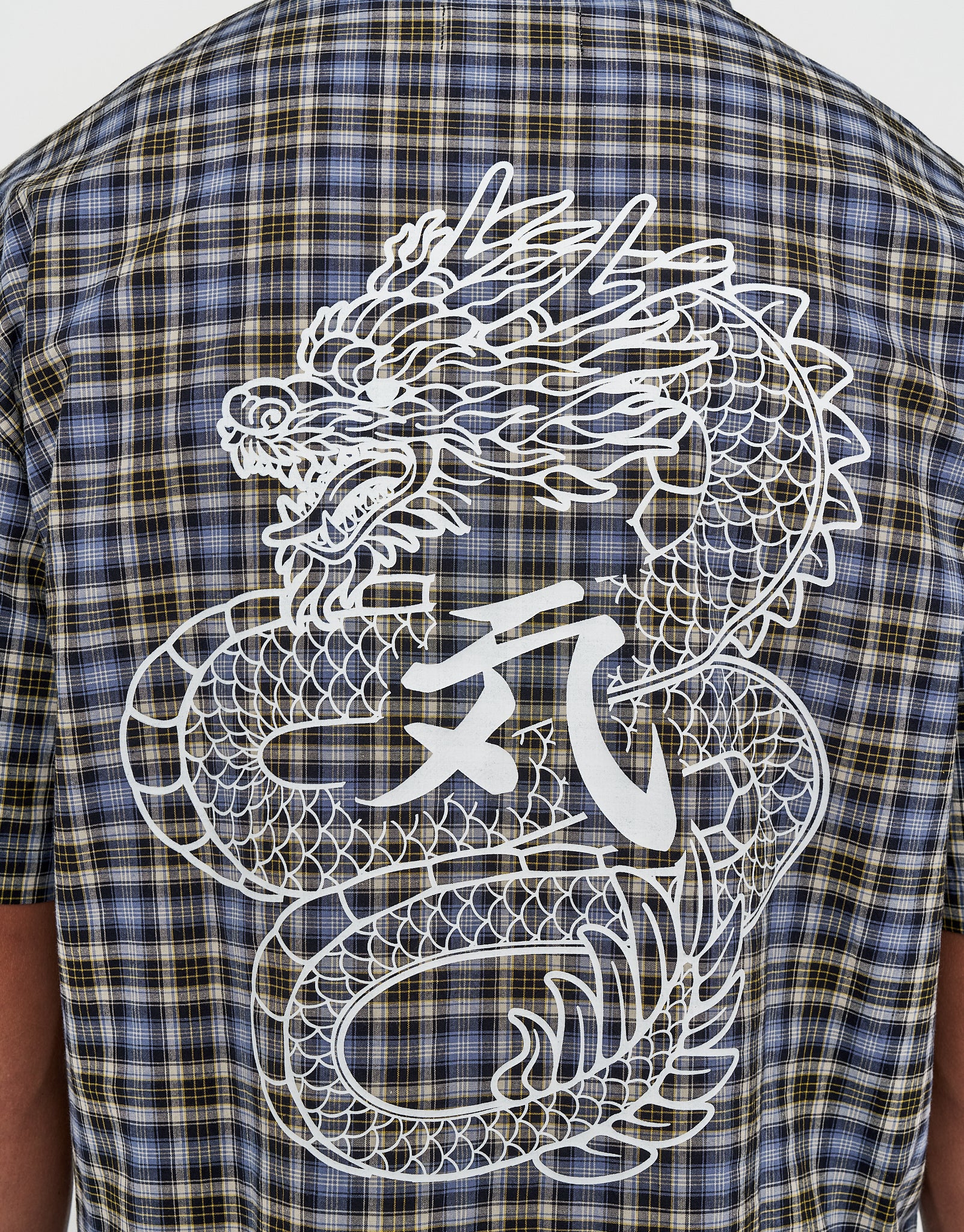 Dragon Check Quarter Zip Short Sleeve Shirt in Blue Check