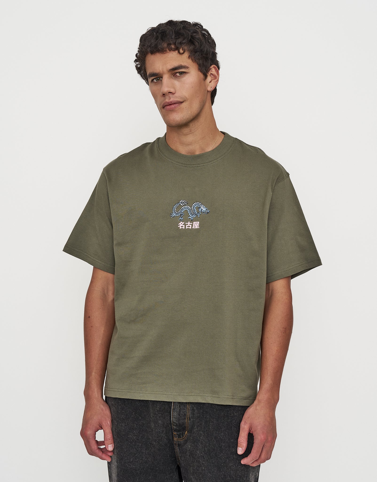 Dragon Relaxed Fit T Shirt in Cyprus Green | Hallensteins AU