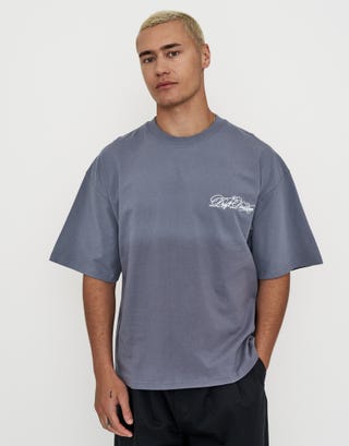 Drift Divison Box Fit T Shirt in Storm Grey Back