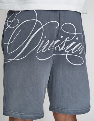 Drift Division Relaxed Fit Track Shorts in Storm Grey Detail