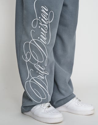 Drift Division Wide Track Pants in Storm Grey Detail