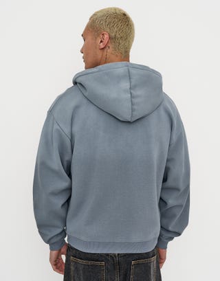 Drift Division Oversized Zip Up Hoodie in Storm Grey Back