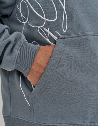 Drift Division Oversized Zip Up Hoodie in Storm Grey Detail2