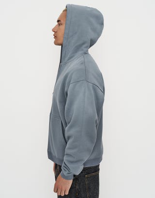 Drift Division Oversized Zip Up Hoodie in Storm Grey Detail3