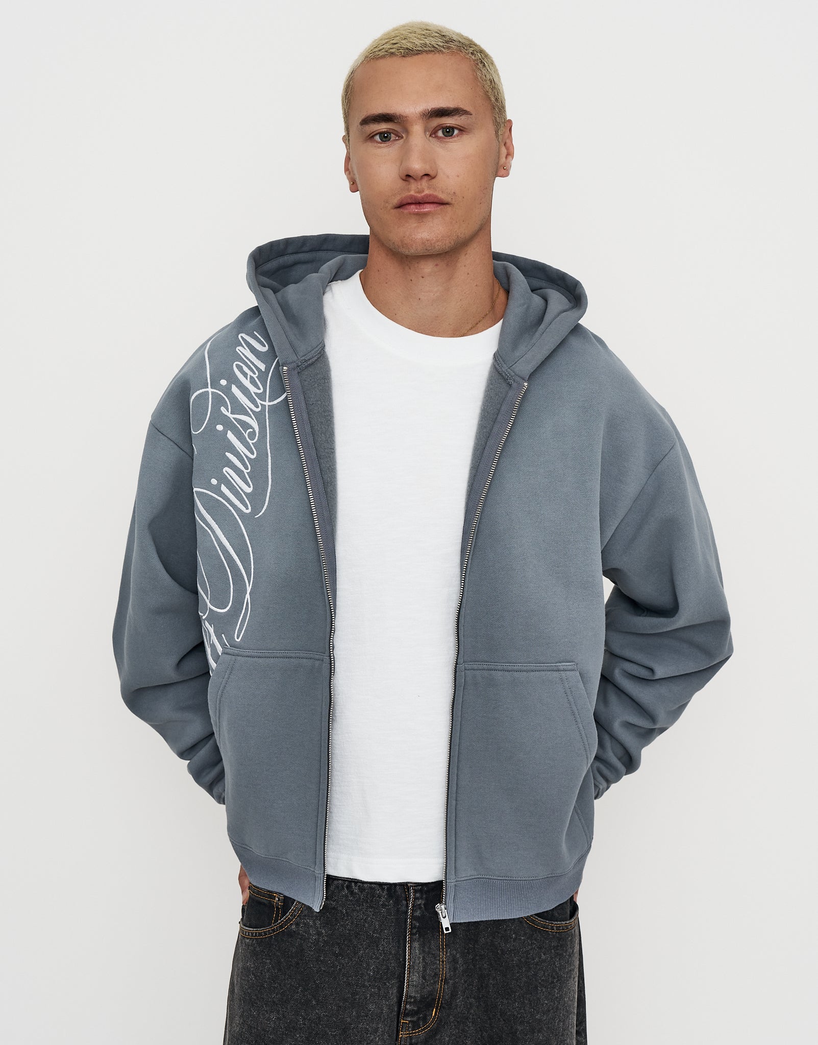 Drift Division Oversized Zip Up Hoodie in Storm Grey | Hallensteins NZ