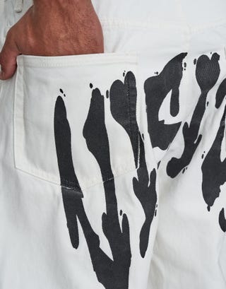 Vision Baggy Fit Jorts in Cloud White Detail2