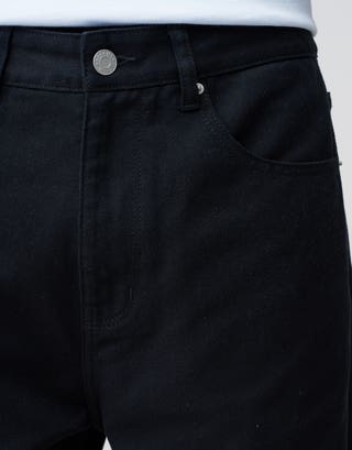 Baggy Fit Twill Pants in Black Detail2