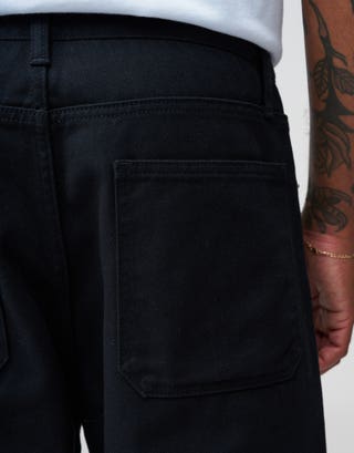 Baggy Fit Twill Pants in Black Detail3