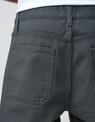 Baggy Fit Twill Pants in Charcoal Detail2