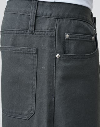 Baggy Fit Twill Pants in Charcoal Detail3