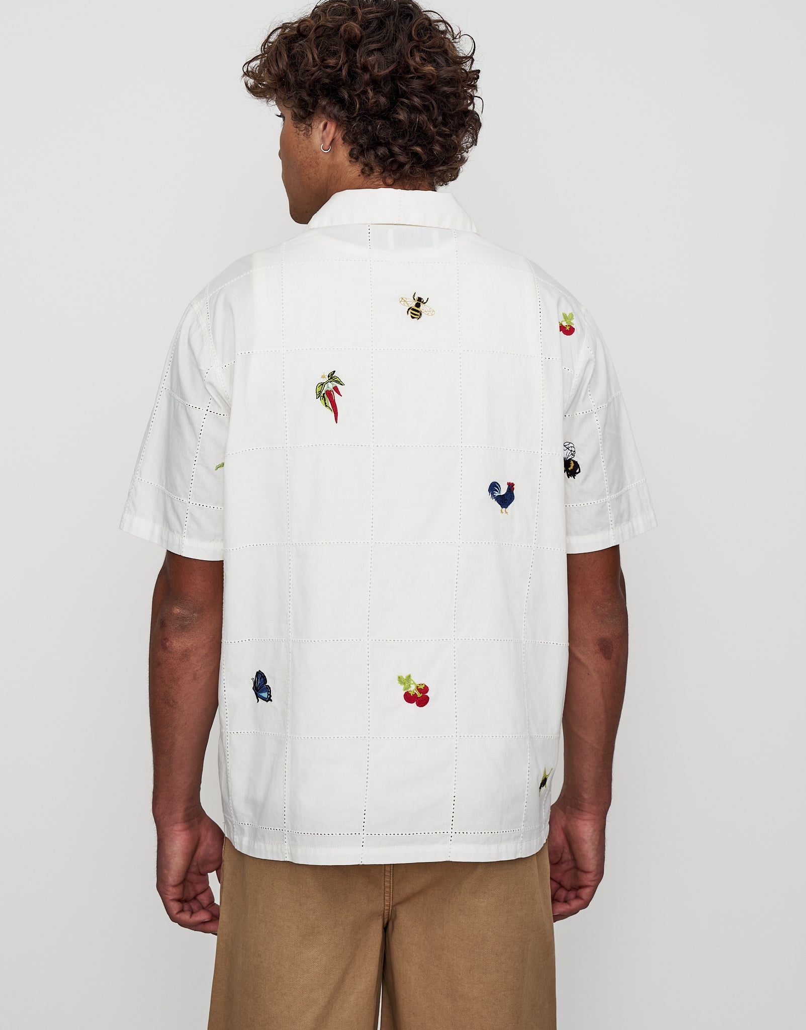 Eden Embroidered Short Sleeve Shirt in Ecru | Hallensteins NZ