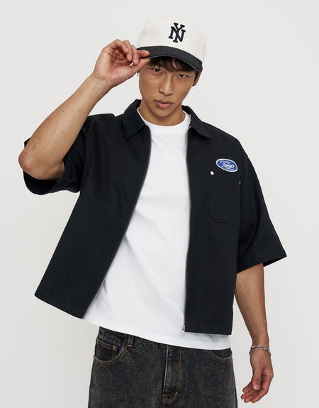 Steven Alan PE/MLTN WORK ZIP SHIRT Tokyo Cropped Mechanic Zip Up Shirt