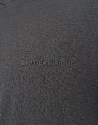 Empire State Double Hem Relaxed Fit T Shirt in Pewter Grey Detail
