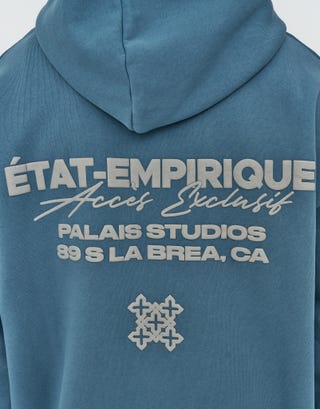 Heavyweight Empire Hoodie in Orion Blue Detail