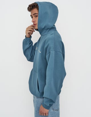 Heavyweight Empire Hoodie in Orion Blue Detail2