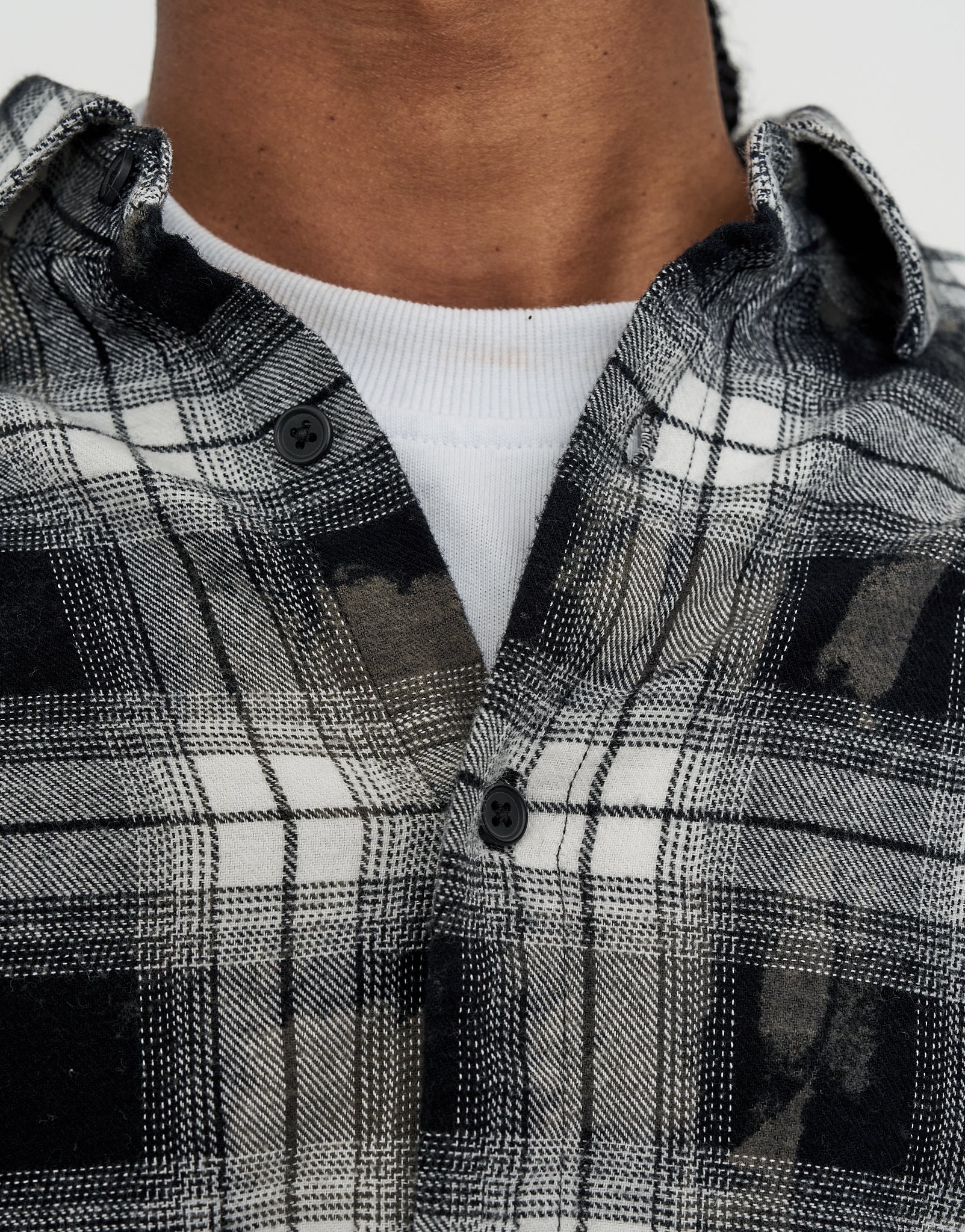 Script Check Oversized Long Sleeve Shirt in Black Check