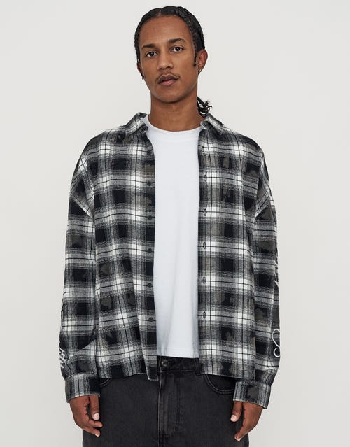 Script Check Oversized Long Sleeve Shirt