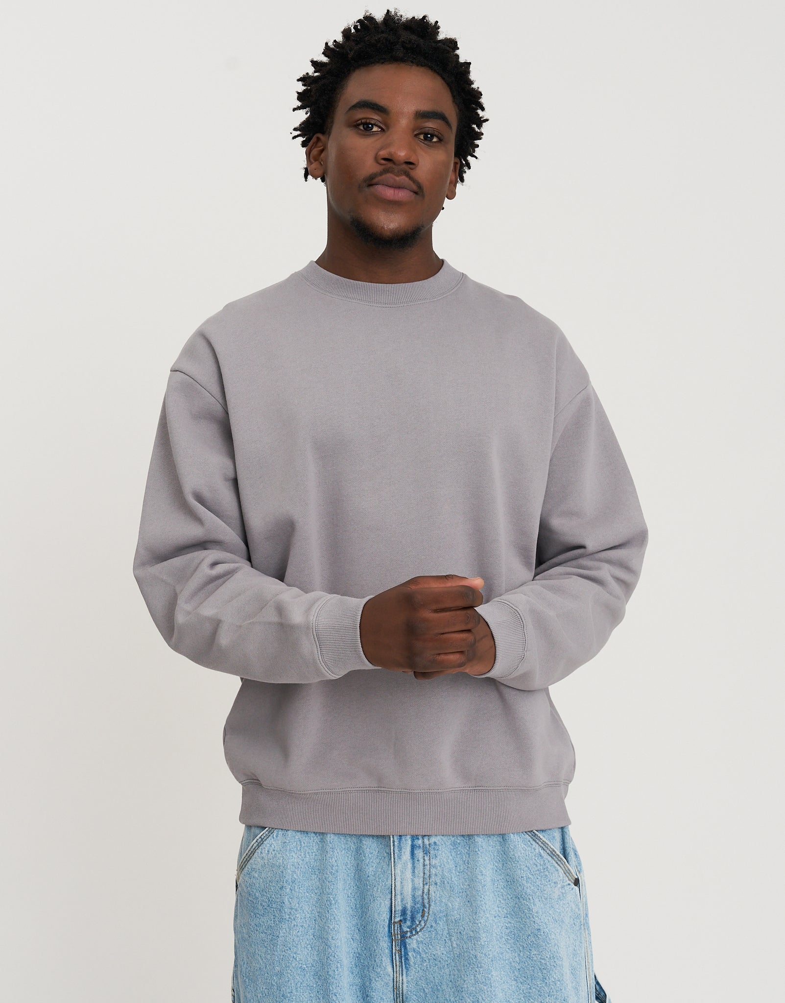 TENDERLOIN CREW NECK SWEAT ＸＬ Essential Oversized Quarter Zip Sweat in Snow Marl | Hallensteins NZ