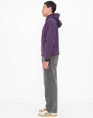 Oversized Heavyweight Plain Hoodie in Blackberry Detail2