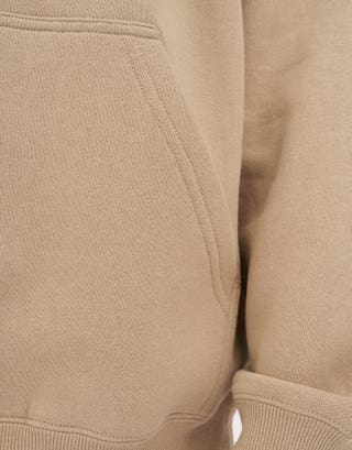 Oversized Heavyweight Plain Hoodie in Sand Detail3