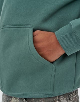 Oversized Heavyweight Plain Hoodie in Shale Green Detail