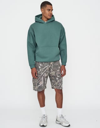Oversized Heavyweight Plain Hoodie in Shale Green Full