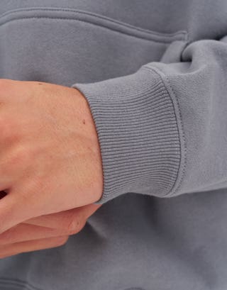 Oversized Heavyweight Plain Hoodie in Slate Detail2