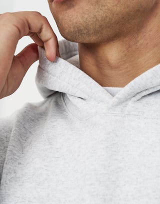 Oversized Heavyweight Plain Hoodie in Snow Marle Detail2