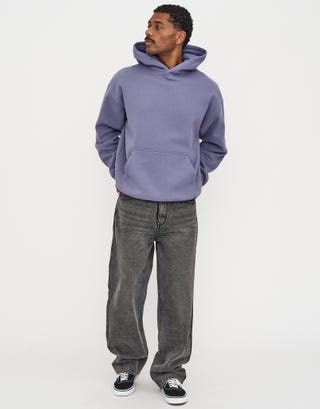 Oversized Heavyweight Plain Hoodie in Violet Detail2