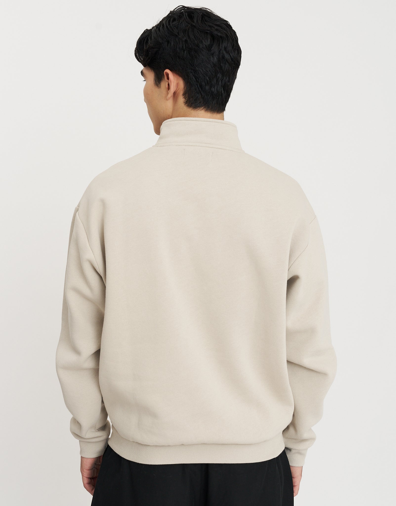 Essential Oversized Quarter Zip Sweat in Ecru | Hallensteins NZ