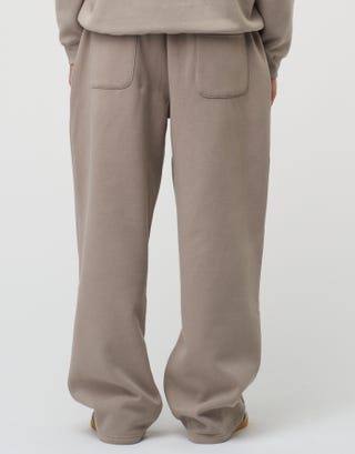 Essential Wide Track Pants in Dark Ecru Back