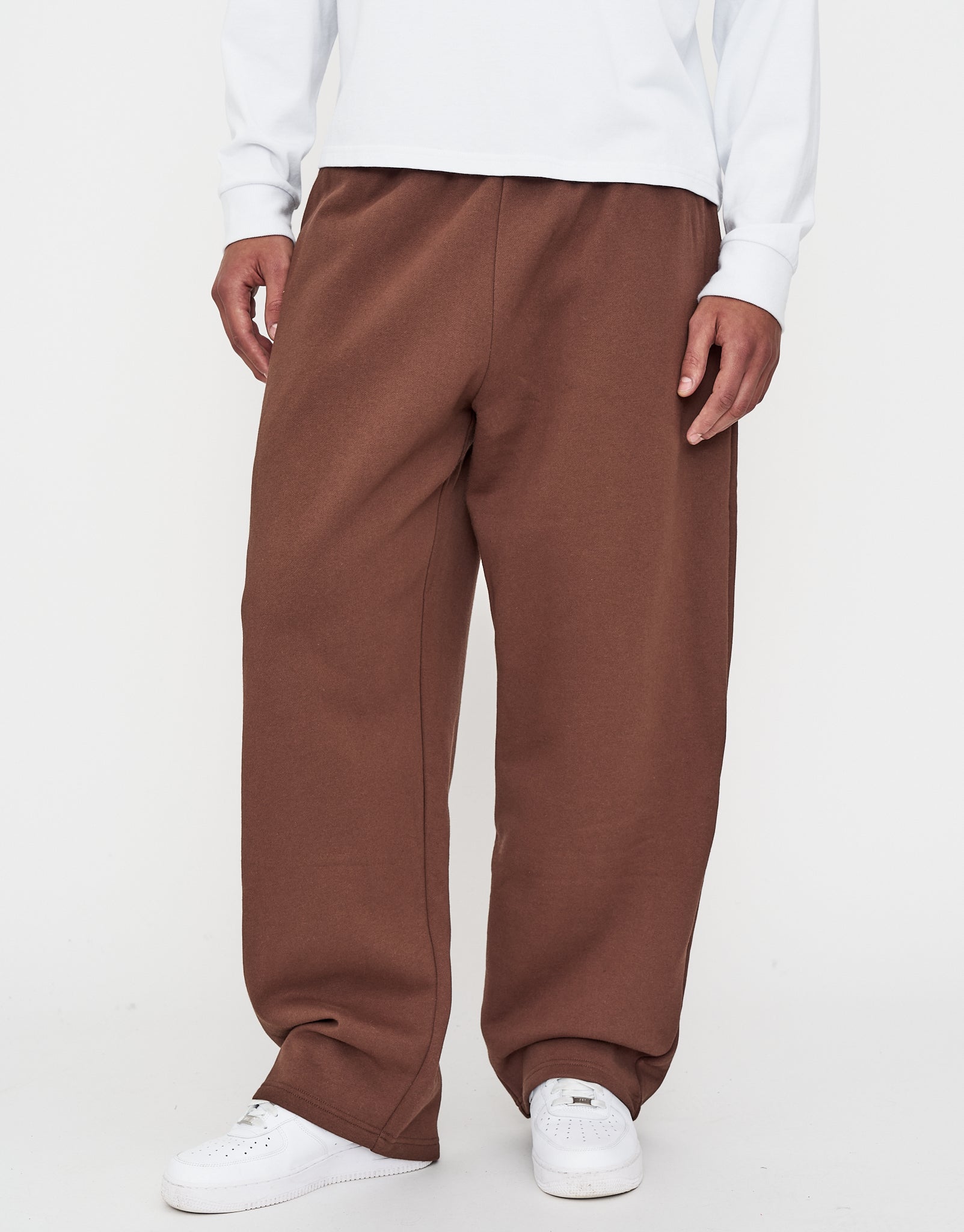 Essential Wide Track Pants in Earth Brown | Hallensteins NZ