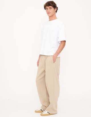 Essential Wide Track Pants in Sand Detail2