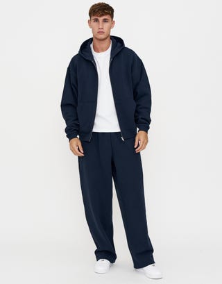 Heavyweight Oversized Zip Up Hoodie in Dark Cobalt Detail2