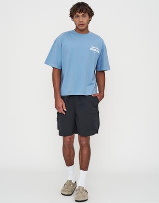 Etat Baggy Cargo Shorts in Black Full