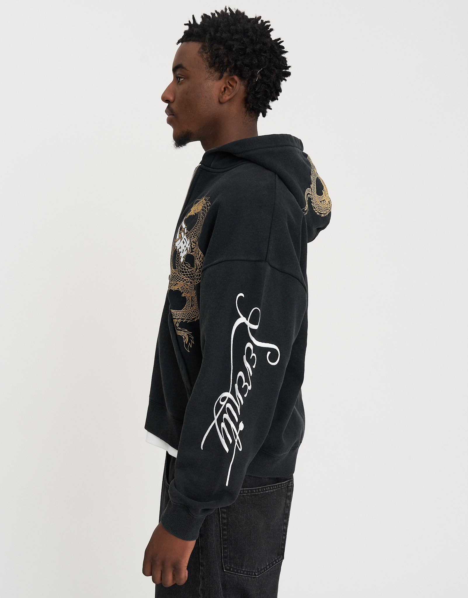 Eternal Dragon Zip Up Hoodie in Black | Hallensteins AU