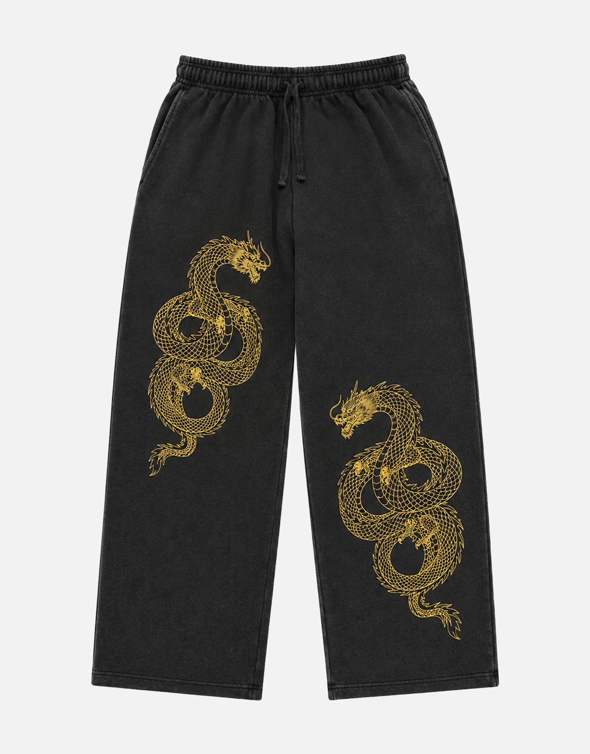 Eternal Dragon Wide Leg Track Pants in Washed Black | Hallensteins AU