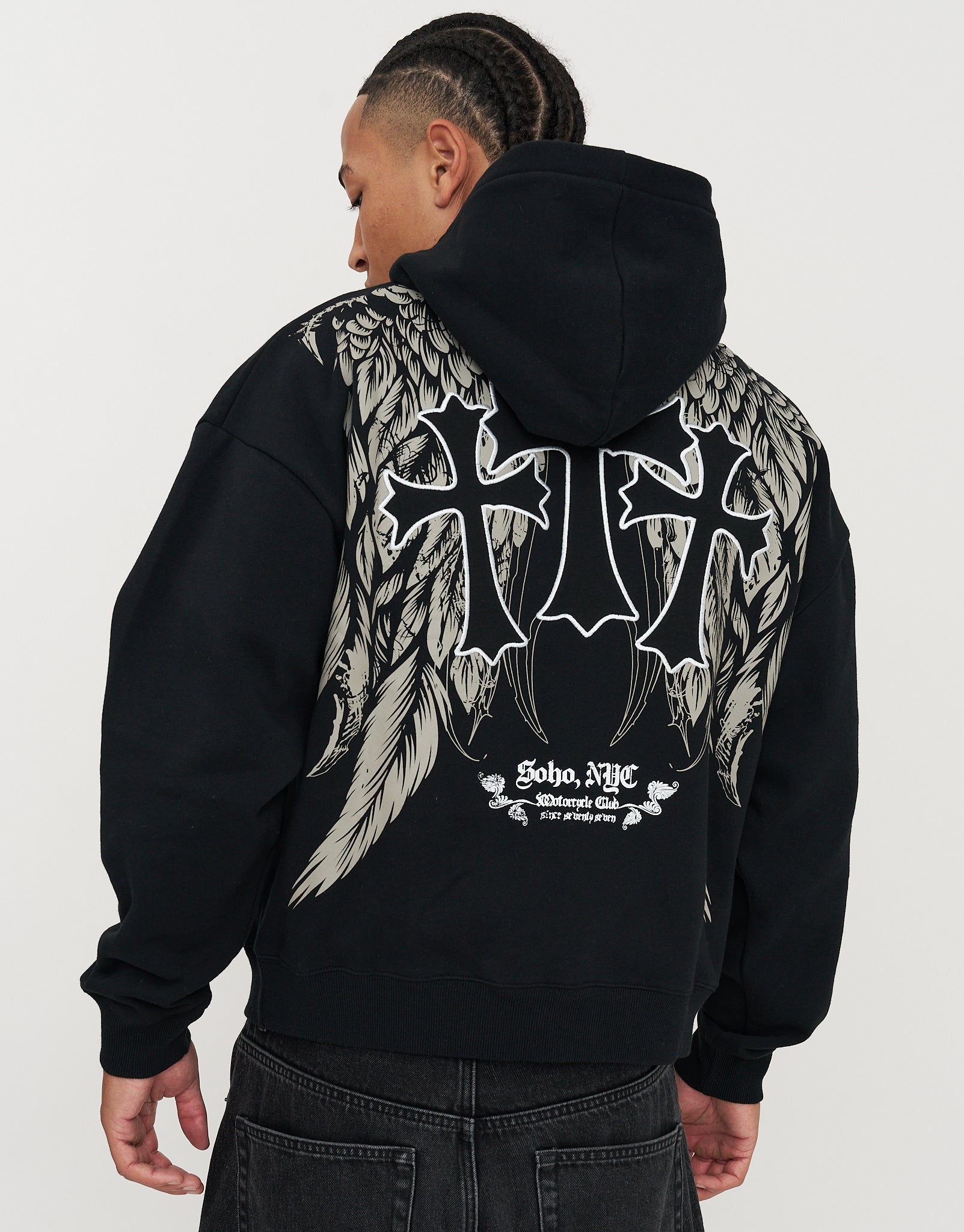 Eternity Zip Up Hoodie in Black | Hallensteins NZ
