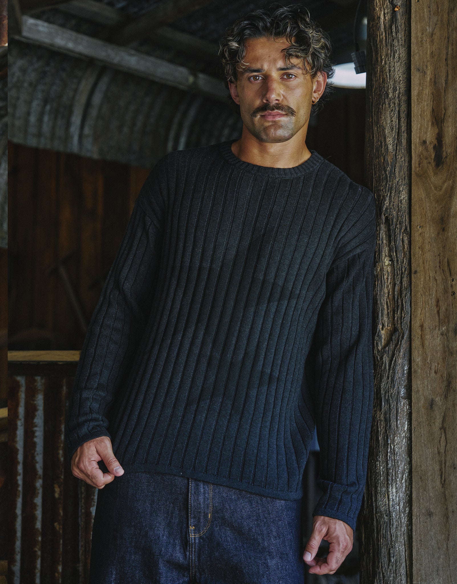 Stars Relaxed Knit Jumper in Shadow Grey | Hallensteins NZ