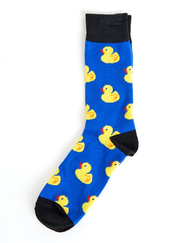 Organic Cotton Rubber Duck Dress Socks in Blue Hallensteins NZ