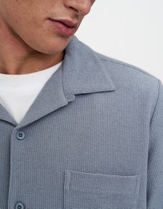 Fulton Short Sleeve Shirt in Blue Chalk Detail2