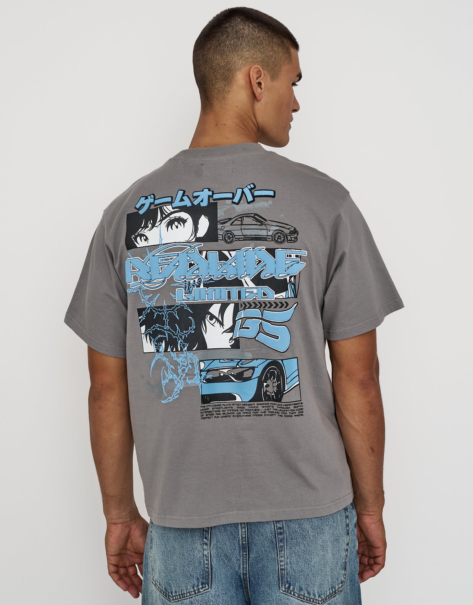 Anime Car Relaxed Fit T Shirt in Alloy Grey | Hallensteins NZ