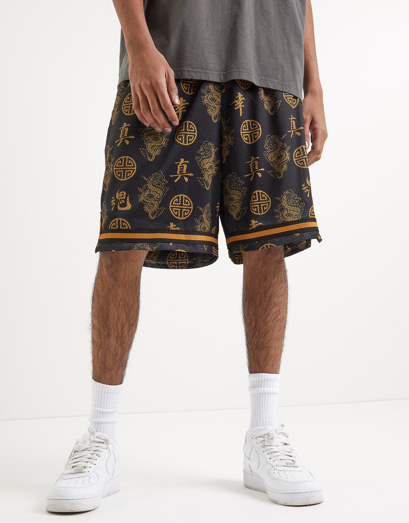 Gold Dragon Basketball Shorts in Black 