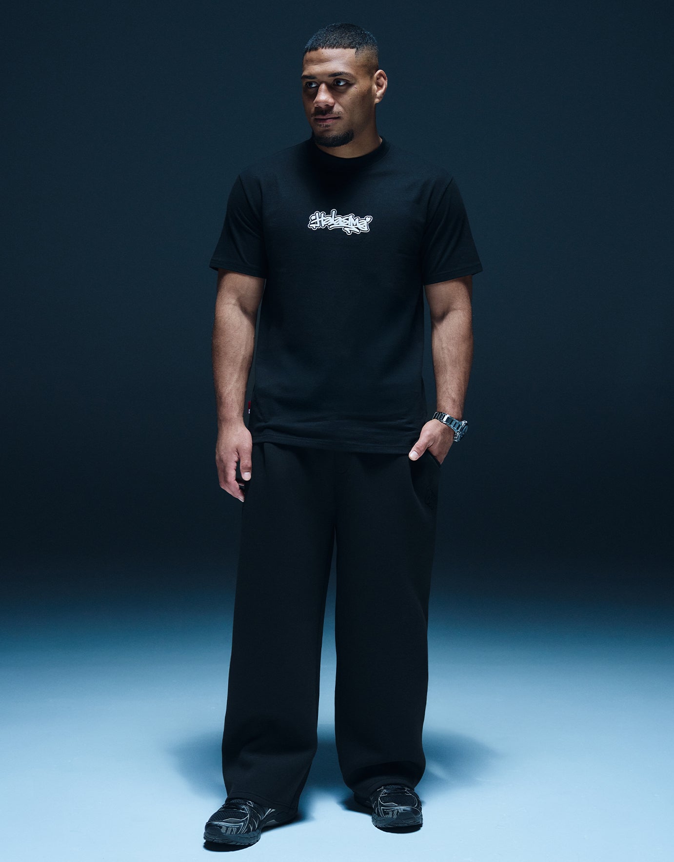 Halasima Graffiti Regular Fit T Shirt in Black | Hallensteins NZ