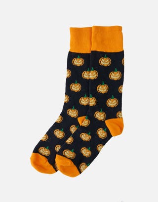 Halloween Pumpkin Dress Socks in Orange
