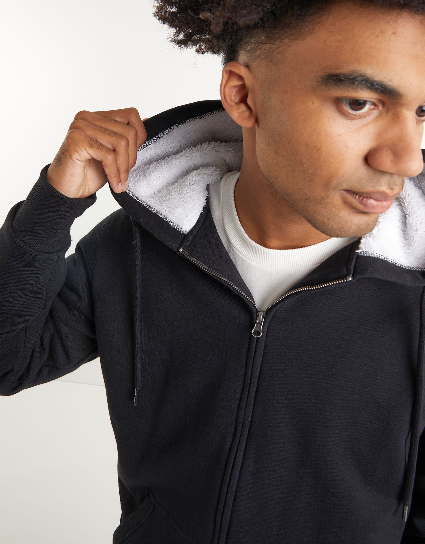 Heavyweight Sherpa Zip Up Hoodie in 