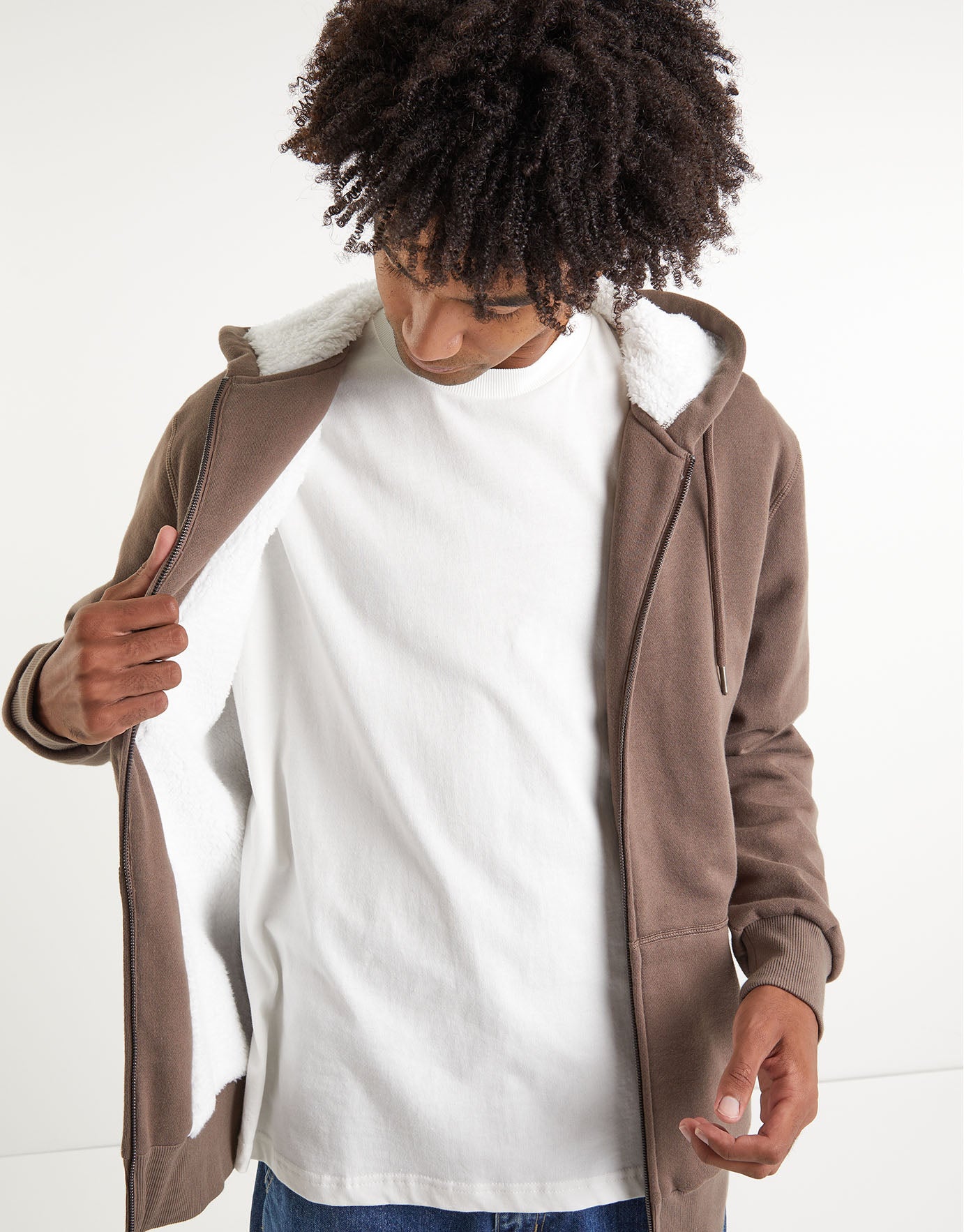 Heavyweight Sherpa Zip Up Hoodie in 