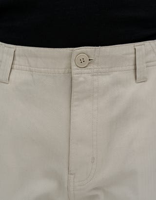 Herringbone Baggy Fit Cargo Pants in Bone Detail2