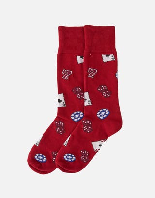 High Roller Dress Socks in Red Front