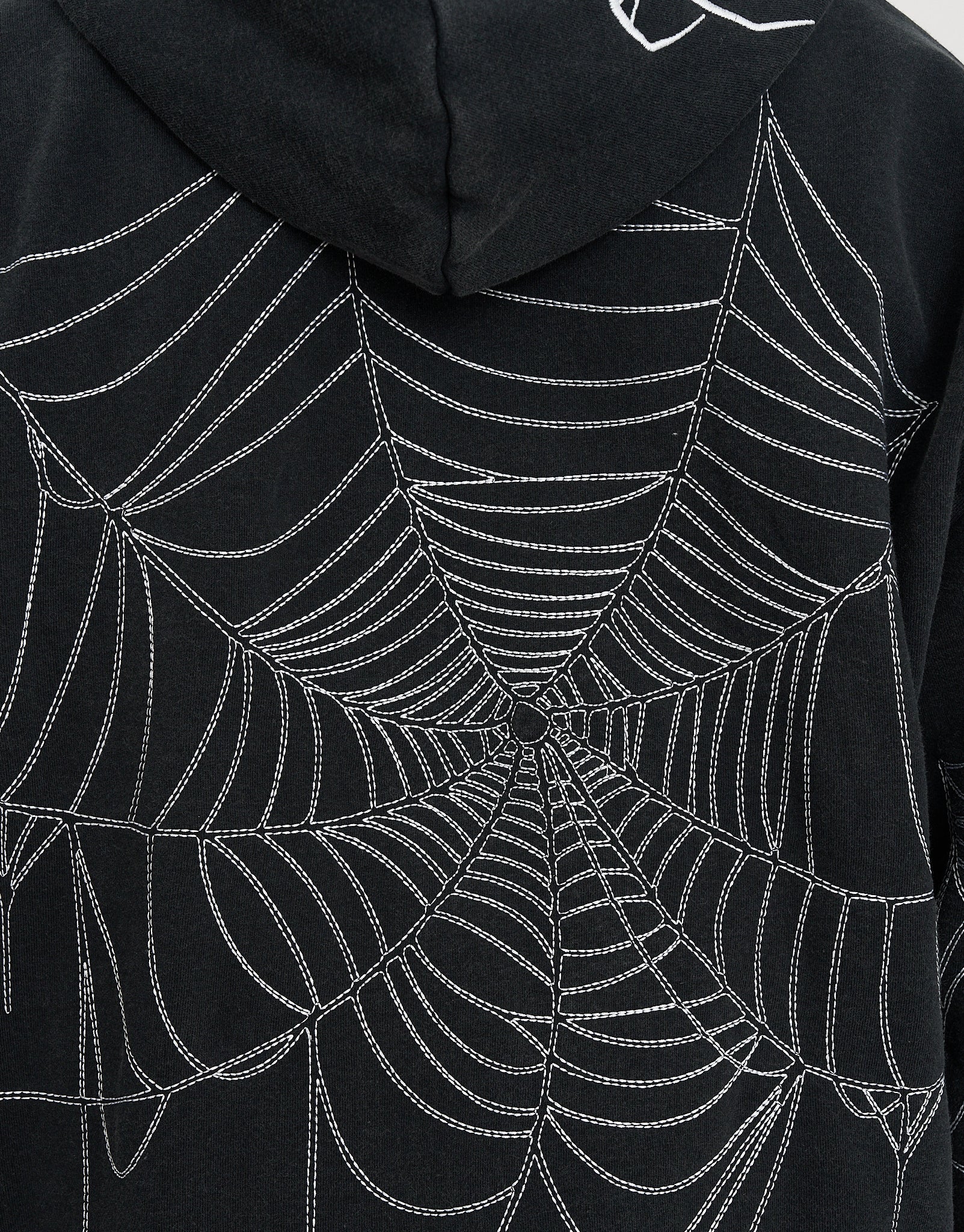 Cobweb Oversized Cropped Zip Up Hoodie in Black | Hallensteins AU